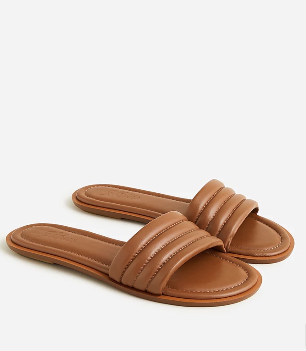 brown leather slides for women