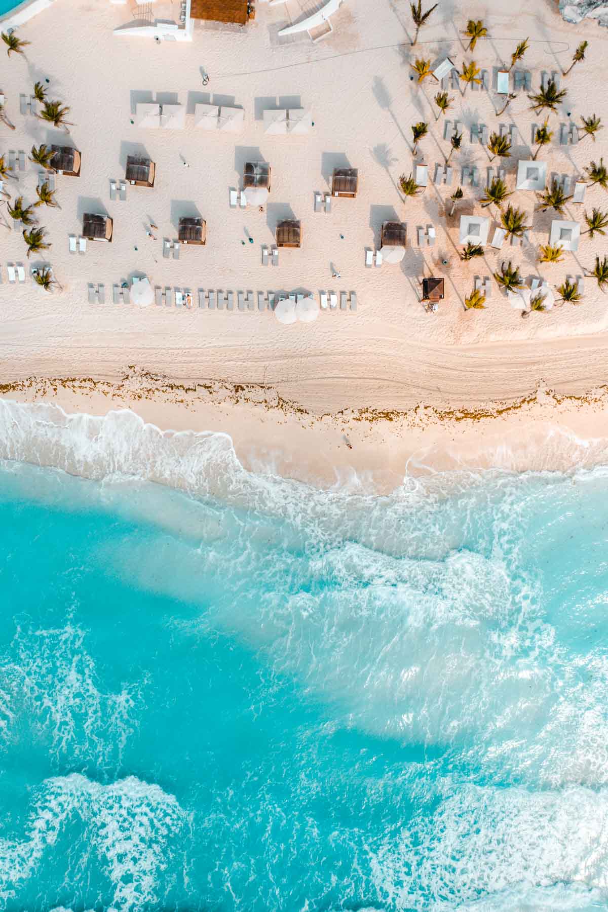 drone photo of cancun beachfront