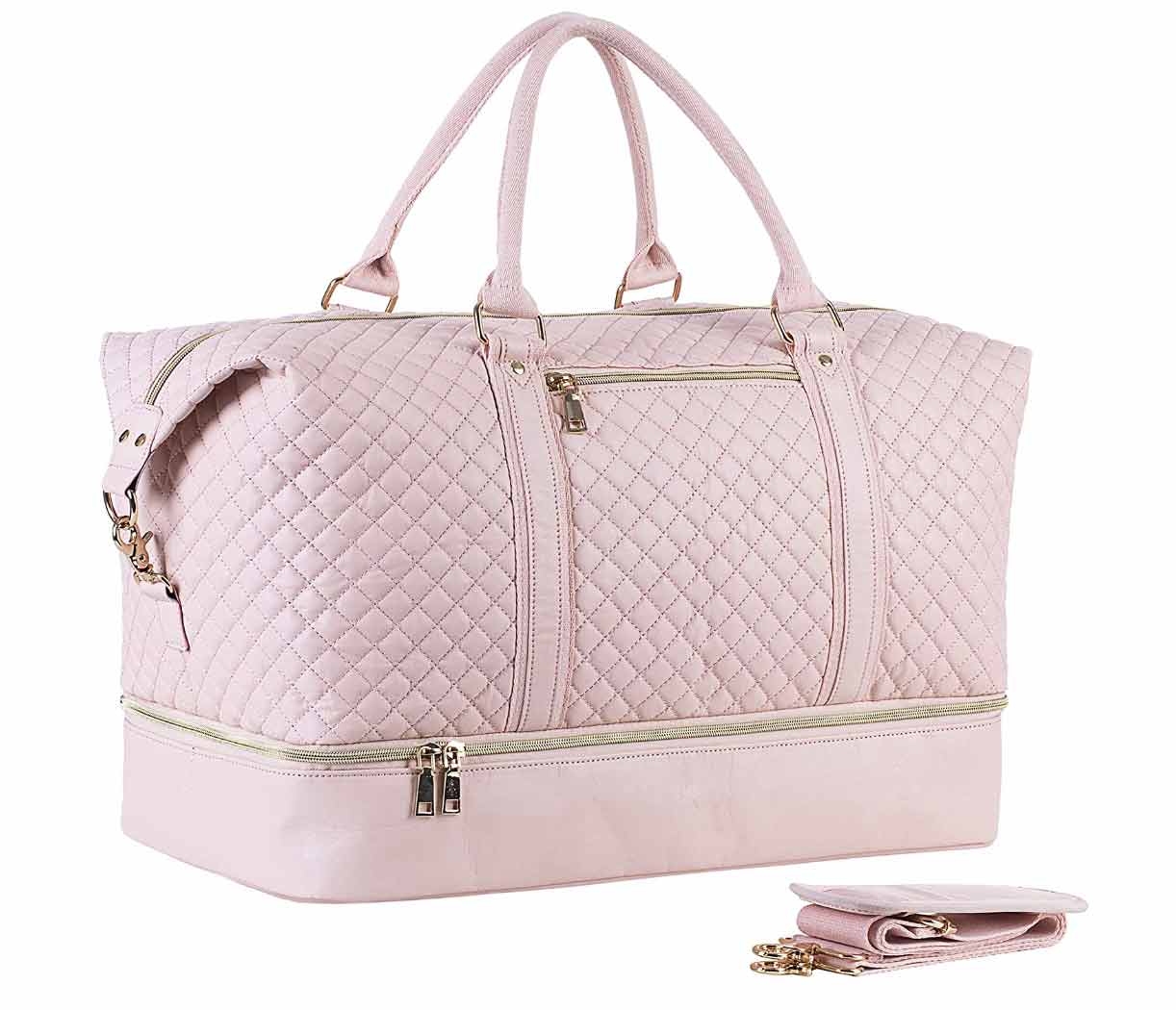 faux leather quilted weekender bag