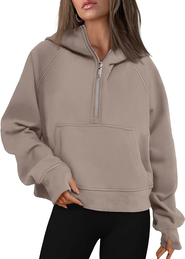 amazon half zip cropped pullover sweater