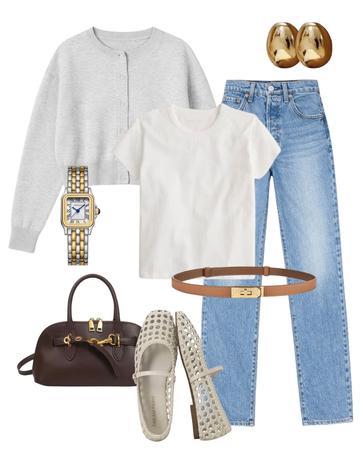 elevated everyday amazon outfit jeans cardigan flats