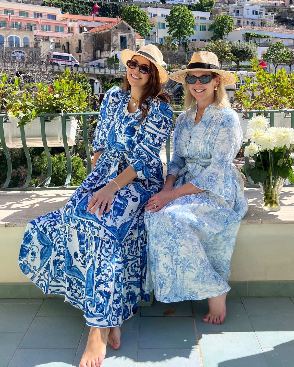 Positano print dresses outfits