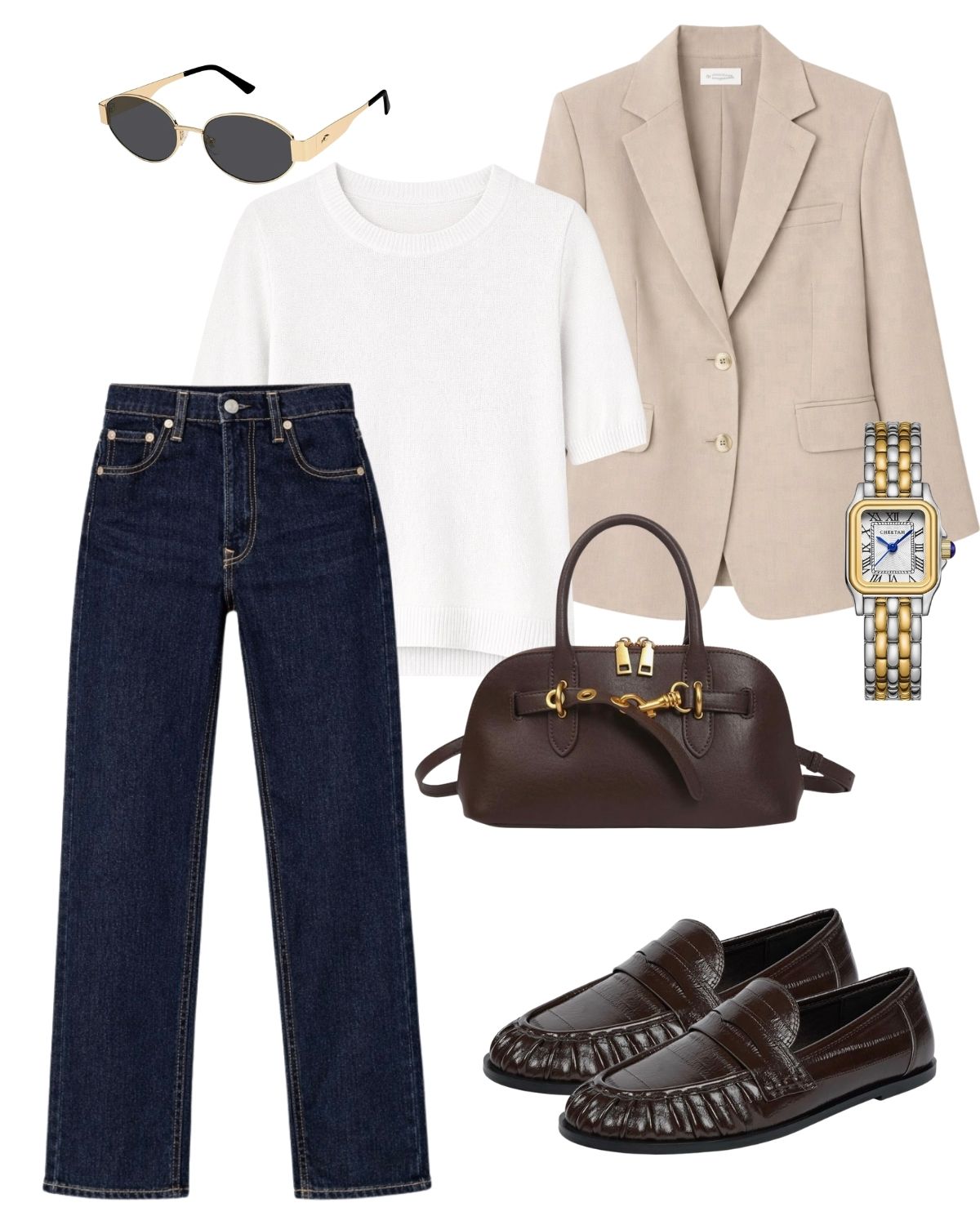 casual workwear amazon outfit blazer jeans loafers