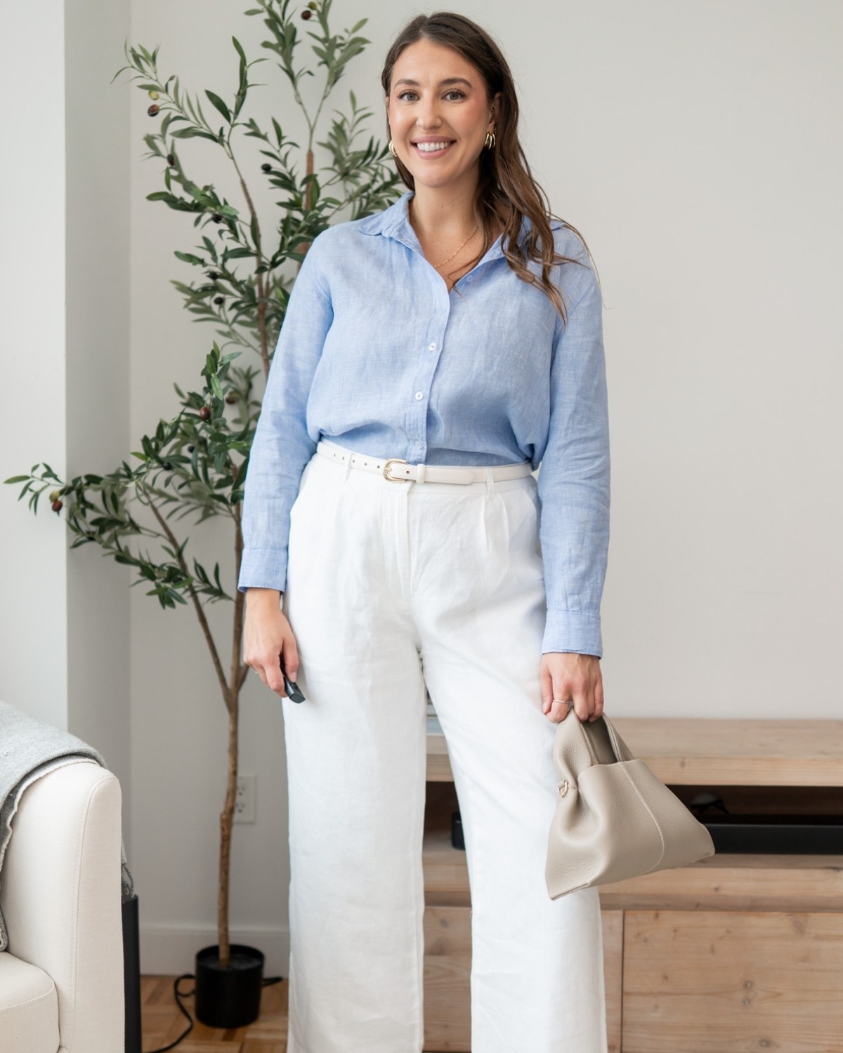 Quince European Linen Long Sleeve Shirt in French Blue
