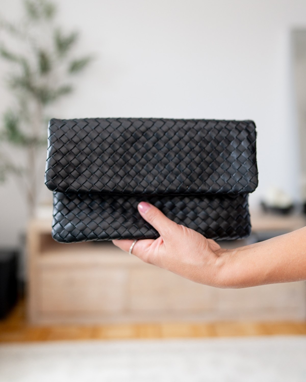 Quince Italian Leather Handwoven Convertible Clutch