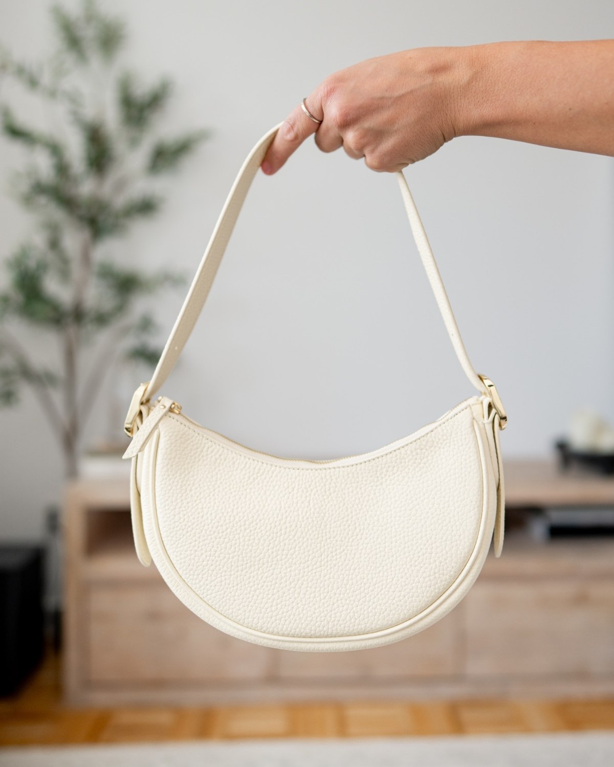 Quince Leather Mini Crescent Shoulder Bag