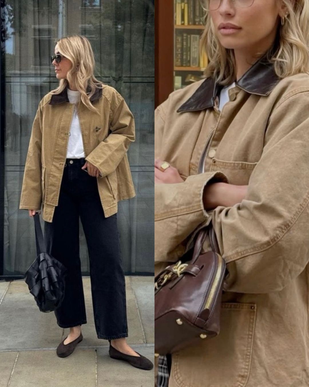 Oversized barn jackets styled for fall