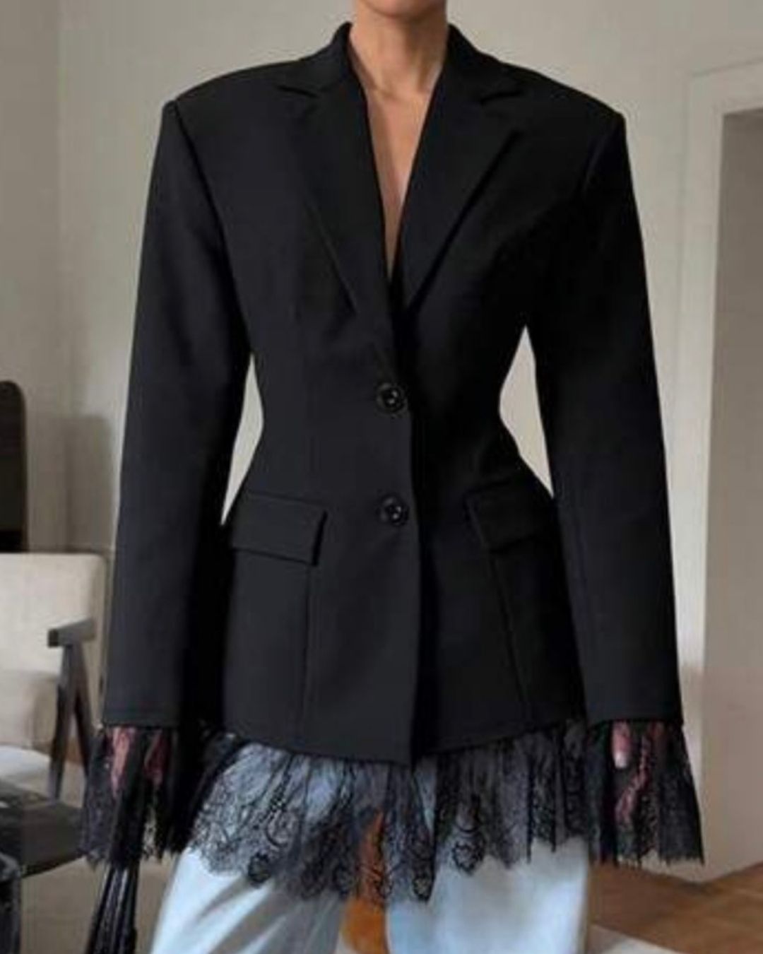 Cinched waist jacket with fitted silhouette