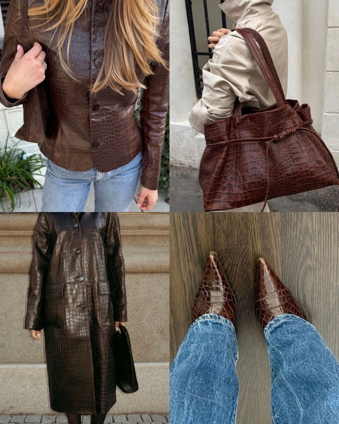 Croc embossed leather accessories for fall