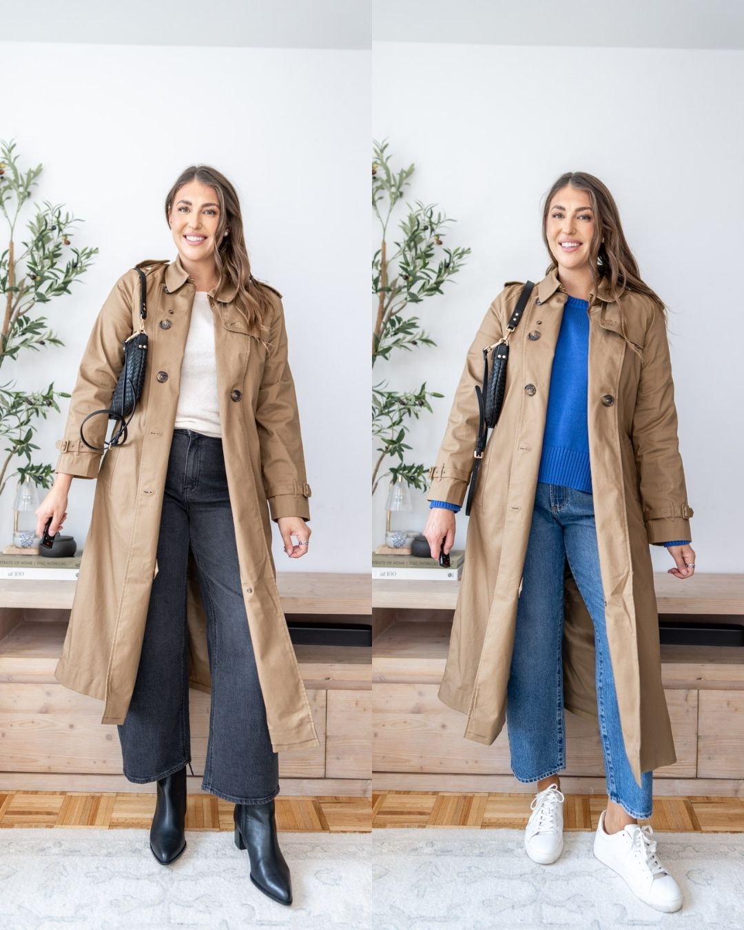 quince comfort stretch long trench coat