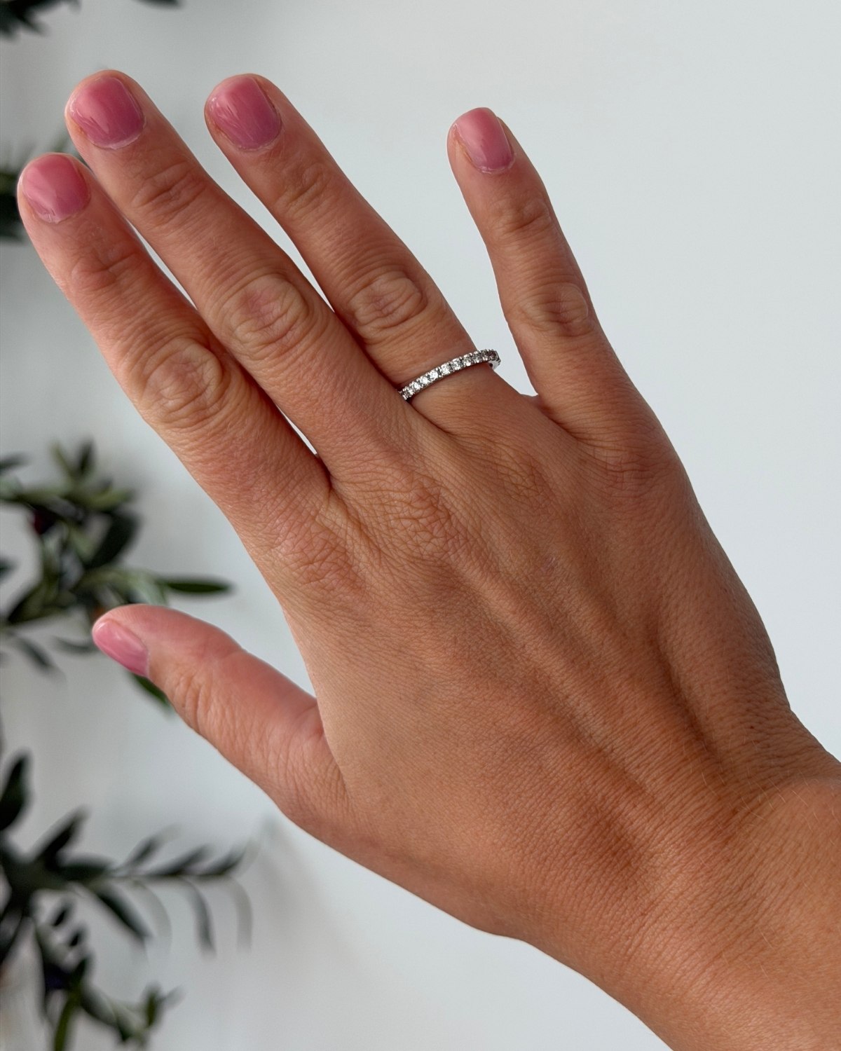 Quince 0.5-carat lab grown diamond pavé band worn on hand