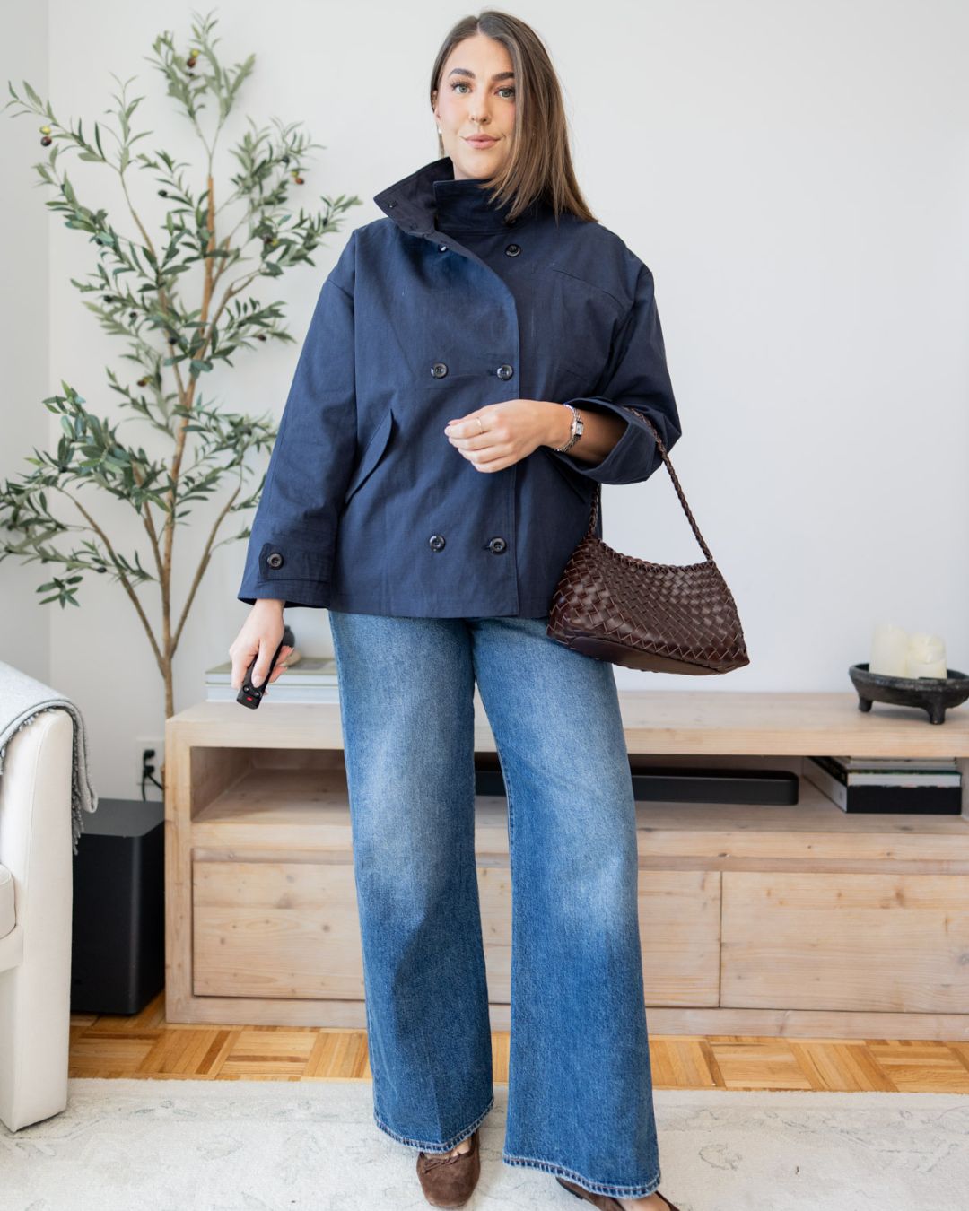 Navy cotton funnel neck jacket from Amazon for fall