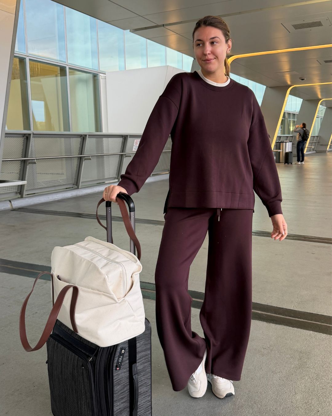 Spanx Air Essentials Tunic and Wide Leg Pants in Burgundy